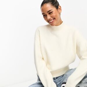 & Other Stories Off White Mock Neck Sweater